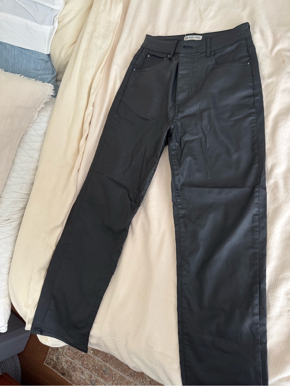 We The Free Black Boot-Cut Coated Jeans